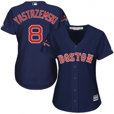 Women's Majestic Boston Red Sox #8 Carl Yastrzemski Authentic Navy Blue Alternate Road 2018 World Series Champions MLB Jersey