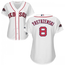 Women's Majestic Boston Red Sox #8 Carl Yastrzemski Authentic White Home 2018 World Series Champions MLB Jersey