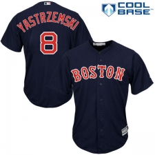 Youth Majestic Boston Red Sox #8 Carl Yastrzemski Authentic Navy Blue Alternate Road Cool Base MLB Jersey