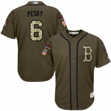 Men's Majestic Boston Red Sox #6 Johnny Pesky Authentic Green Salute to Service 2018 World Series Champions MLB Jersey