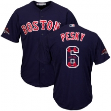Men's Majestic Boston Red Sox #6 Johnny Pesky Authentic Navy Blue Team Logo Fashion Cool Base 2018 World Series Champions MLB Jersey