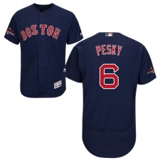 Men's Majestic Boston Red Sox #6 Johnny Pesky Navy Blue Alternate Flex Base Authentic Collection 2018 World Series Champions MLB Jersey