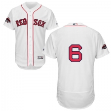 Men's Majestic Boston Red Sox #6 Johnny Pesky White Home Flex Base Authentic Collection 2018 World Series Champions MLB Jersey