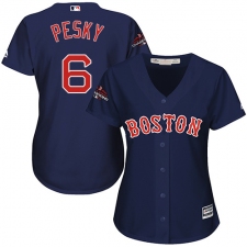 Women's Majestic Boston Red Sox #6 Johnny Pesky Authentic Navy Blue Alternate Road 2018 World Series Champions MLB Jersey