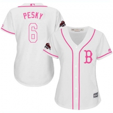 Women's Majestic Boston Red Sox #6 Johnny Pesky Authentic White Fashion 2018 World Series Champions MLB Jersey