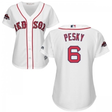Women's Majestic Boston Red Sox #6 Johnny Pesky Authentic White Home 2018 World Series Champions MLB Jersey