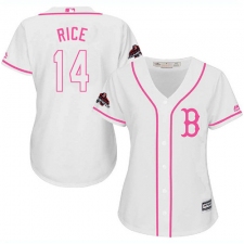 Women's Majestic Boston Red Sox #14 Jim Rice Authentic White Fashion 2018 World Series Champions MLB Jersey