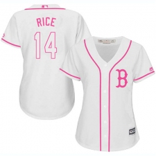 Women's Majestic Boston Red Sox #14 Jim Rice Replica White Fashion MLB Jersey