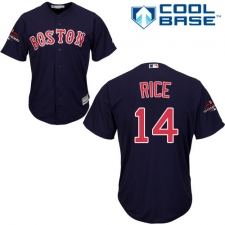 Youth Majestic Boston Red Sox #14 Jim Rice Authentic Navy Blue Alternate Road Cool Base 2018 World Series Champions MLB Jersey
