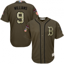Youth Majestic Boston Red Sox #9 Ted Williams Authentic Green Salute to Service 2018 World Series Champions MLB Jersey