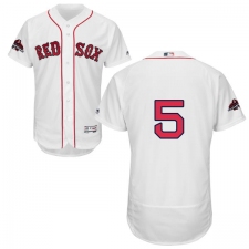 Men's Majestic Boston Red Sox #5 Nomar Garciaparra White Home Flex Base Authentic Collection 2018 World Series Champions MLB Jersey