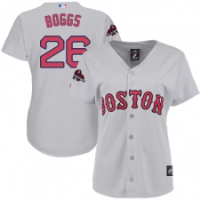 Women's Majestic Boston Red Sox #26 Wade Boggs Authentic Grey Road 2018 World Series Champions MLB Jersey