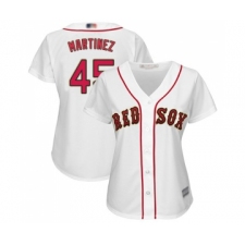 Women's Boston Red Sox #45 Pedro Martinez Authentic White 2019 Gold Program Cool Base Baseball Jersey