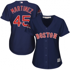 Women's Majestic Boston Red Sox #45 Pedro Martinez Authentic Navy Blue Alternate Road 2018 World Series Champions MLB Jersey