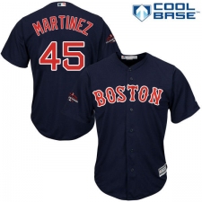 Youth Majestic Boston Red Sox #45 Pedro Martinez Authentic Navy Blue Alternate Road Cool Base 2018 World Series Champions MLB Jersey