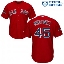 Youth Majestic Boston Red Sox #45 Pedro Martinez Authentic Red Alternate Home Cool Base 2018 World Series Champions MLB Jersey