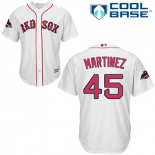 Youth Majestic Boston Red Sox #45 Pedro Martinez Authentic White Home Cool Base 2018 World Series Champions MLB Jersey