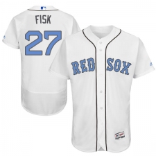 Men's Majestic Boston Red Sox #27 Carlton Fisk Authentic White 2016 Father's Day Fashion Flex Base MLB Jersey