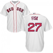 Youth Majestic Boston Red Sox #27 Carlton Fisk Replica White Home Cool Base MLB Jersey