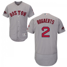 Men's Majestic Boston Red Sox #2 Xander Bogaerts Grey Road Flex Base Authentic Collection 2018 World Series Champions MLB Jersey