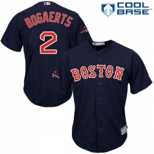 Youth Majestic Boston Red Sox #2 Xander Bogaerts Authentic Navy Blue Alternate Road Cool Base 2018 World Series Champions MLB Jersey