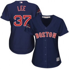 Women's Majestic Boston Red Sox #37 Bill Lee Authentic Navy Blue Alternate Road 2018 World Series Champions MLB Jersey