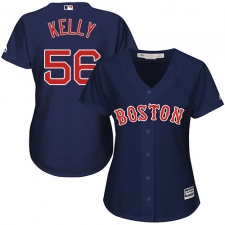 Women's Majestic Boston Red Sox #56 Joe Kelly Replica Navy Blue Alternate Road MLB Jersey
