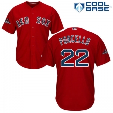 Youth Majestic Boston Red Sox #22 Rick Porcello Authentic Red Alternate Home Cool Base 2018 World Series Champions MLB Jersey