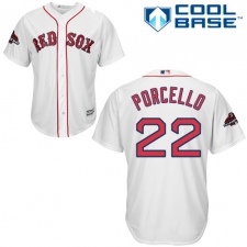 Youth Majestic Boston Red Sox #22 Rick Porcello Authentic White Home Cool Base 2018 World Series Champions MLB Jersey