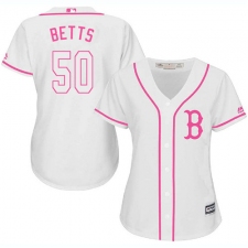 Women's Majestic Boston Red Sox #50 Mookie Betts Authentic White Fashion MLB Jersey