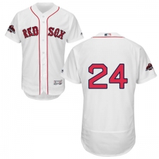 Men's Majestic Boston Red Sox #24 David Price White Home Flex Base Authentic Collection 2018 World Series Champions MLB Jersey