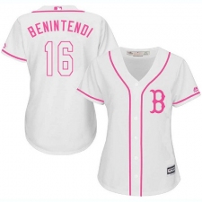 Women's Majestic Boston Red Sox #16 Andrew Benintendi Replica White Fashion MLB Jersey