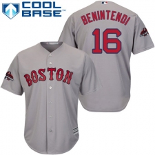 Youth Majestic Boston Red Sox #16 Andrew Benintendi Authentic Grey Road Cool Base 2018 World Series Champions MLB Jersey