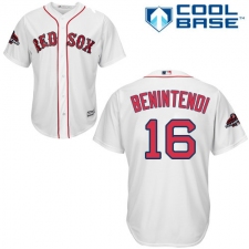 Youth Majestic Boston Red Sox #16 Andrew Benintendi Authentic White Home Cool Base 2018 World Series Champions MLB Jersey