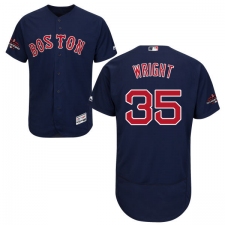 Men's Majestic Boston Red Sox #35 Steven Wright Navy Blue Alternate Flex Base Authentic Collection 2018 World Series Champions MLB Jersey