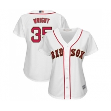 Women's Boston Red Sox #35 Steven Wright Authentic White 2019 Gold Program Cool Base Baseball Jersey