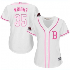 Women's Majestic Boston Red Sox #35 Steven Wright Authentic White Fashion 2018 World Series Champions MLB Jersey