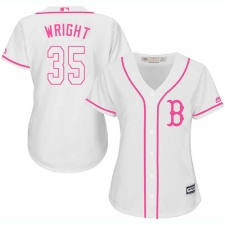 Women's Majestic Boston Red Sox #35 Steven Wright Authentic White Fashion MLB Jersey