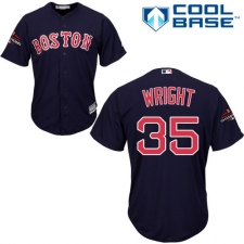 Youth Majestic Boston Red Sox #35 Steven Wright Authentic Navy Blue Alternate Road Cool Base 2018 World Series Champions MLB Jersey