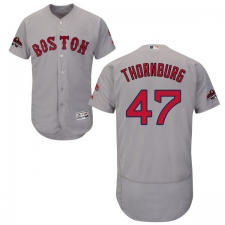 Men's Majestic Boston Red Sox #47 Tyler Thornburg Grey Road Flex Base Authentic Collection 2018 World Series Champions MLB Jersey