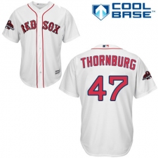 Youth Majestic Boston Red Sox #47 Tyler Thornburg Authentic White Home Cool Base 2018 World Series Champions MLB Jersey
