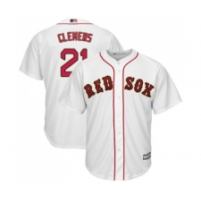 Youth Boston Red Sox #21 Roger Clemens Authentic White 2019 Gold Program Cool Base Baseball Jersey