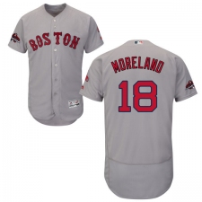 Men's Majestic Boston Red Sox #18 Mitch Moreland Grey Road Flex Base Authentic Collection 2018 World Series Champions MLB Jersey
