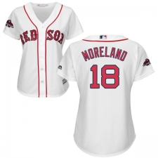 Women's Majestic Boston Red Sox #18 Mitch Moreland Authentic White Home 2018 World Series Champions MLB Jersey