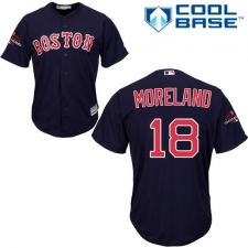 Youth Majestic Boston Red Sox #18 Mitch Moreland Authentic Navy Blue Alternate Road Cool Base 2018 World Series Champions MLB Jersey
