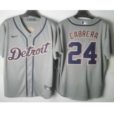 Men's Detroit Tigers #24 Miguel Cabrera Grey Stitched Cool Base Nike Jersey