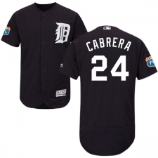 Men's Majestic Detroit Tigers #24 Miguel Cabrera Navy Blue Alternate Flex Base Authentic Collection MLB Jersey