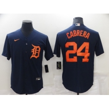 Men's Nike Detroit Tigers #24 Miguel Cabrera Navy Road Stitched Jersey