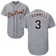 Men's Majestic Detroit Tigers #3 Alan Trammell Grey Road Flex Base Authentic Collection MLB Jersey