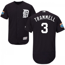 Men's Majestic Detroit Tigers #3 Alan Trammell Navy Blue Alternate Flex Base Authentic Collection MLB Jersey